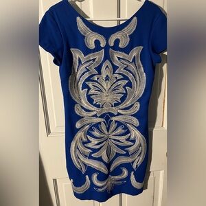 Quinn Royal Blue And White Embroidered Minidress For Francesca’s Women’s Small